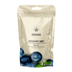 Żelki konopne CBD Biocanna o smaku borówkowym + melatonina 140g